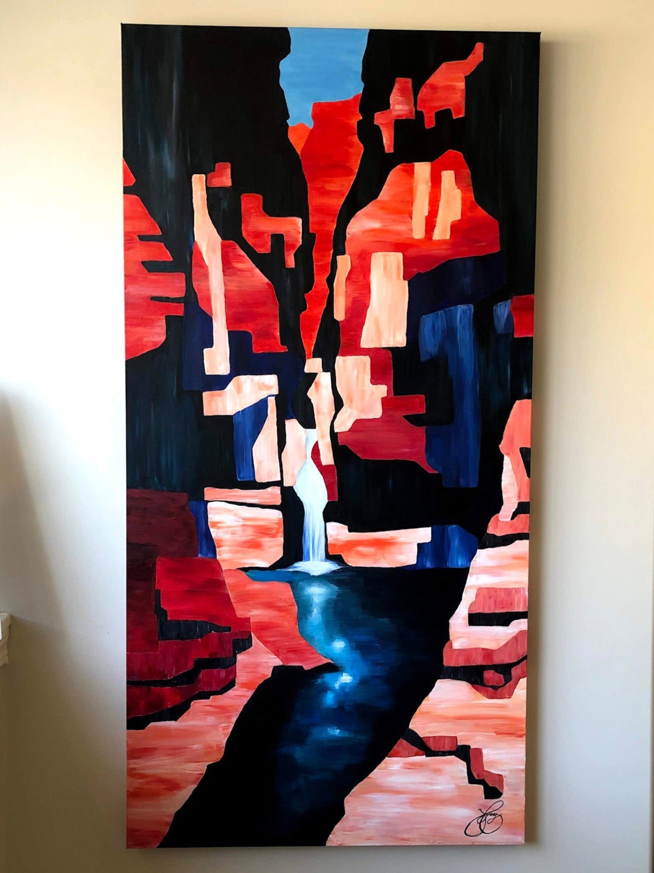 “Canyon Waterfall” Acrylic, (Original Painting)