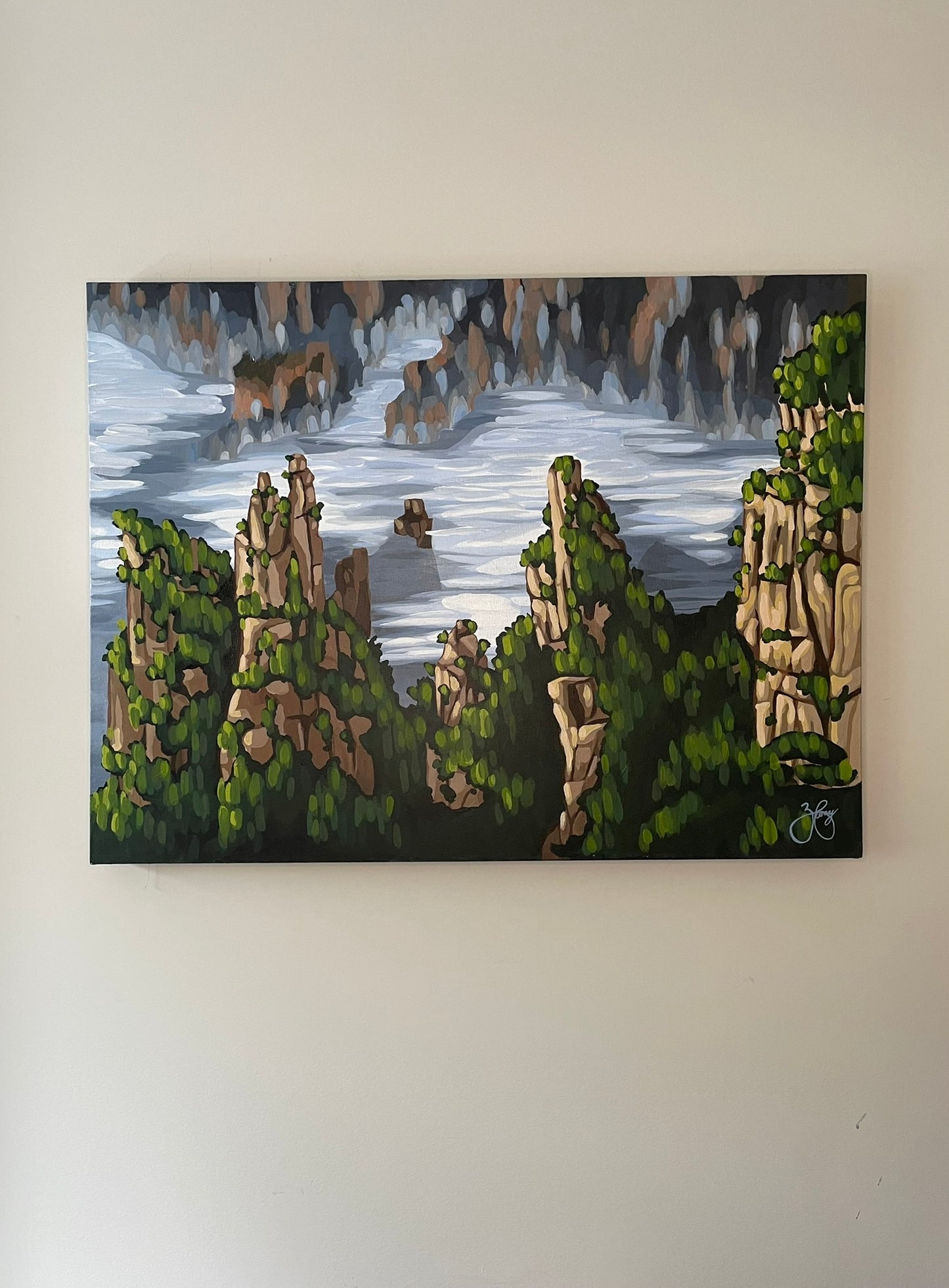 “Floating Mountains” Acrylic, (Original Painting)