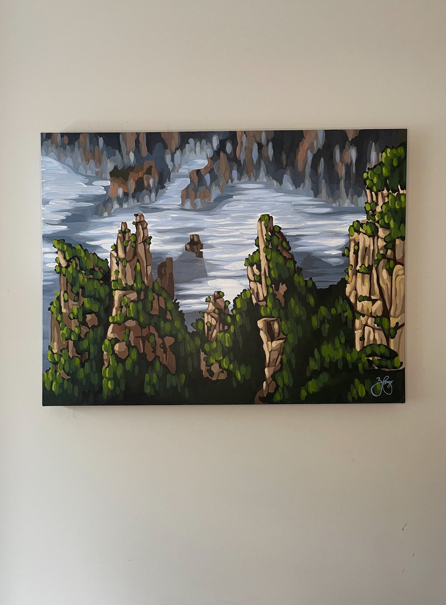 “Floating Mountains” Acrylic, (Original)